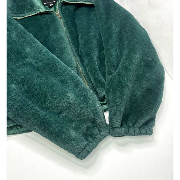 Victoria Secret Faux Fur Jacket Know One Cares Emerald Green Full Zipper - Picture 7 of 8